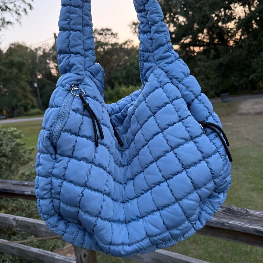 Free People Dusty Blue Quilted Carryall